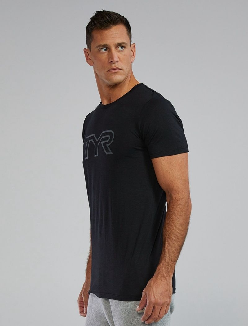 T-Shirt Tyr Ultrasoft Legere Tri Blend Tech Homme Noir | 84130726BLB