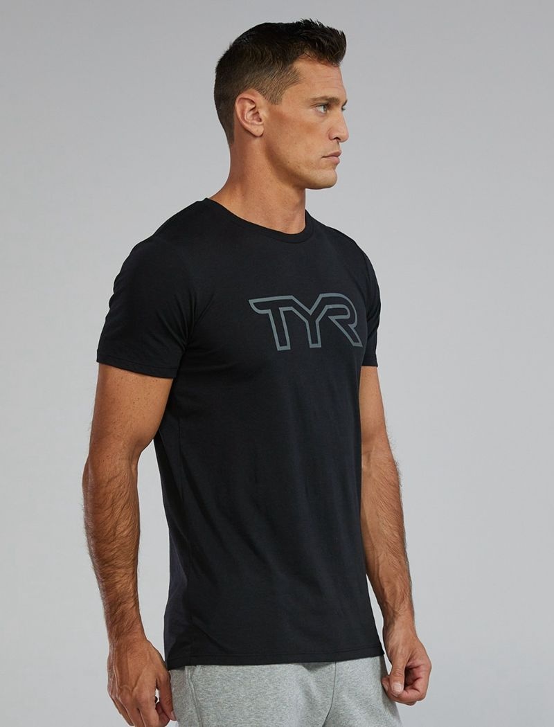 T-Shirt Tyr Ultrasoft Legere Tri Blend Tech Homme Noir | 84130726BLB