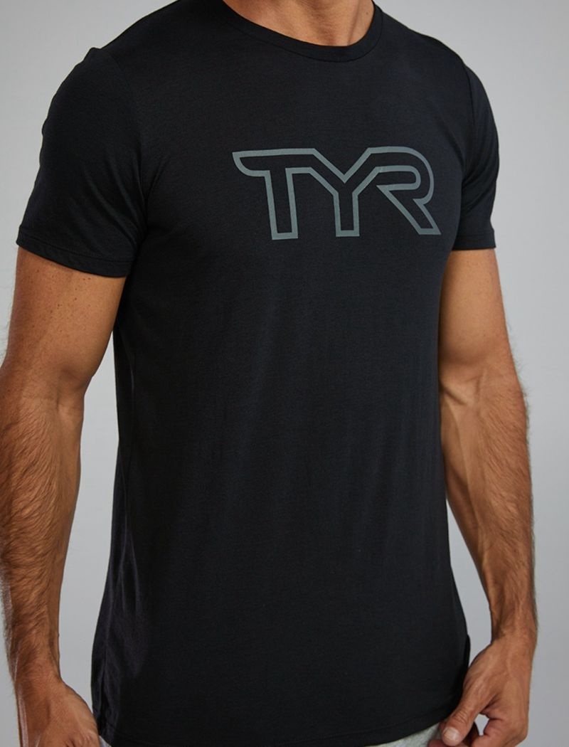 T-Shirt Tyr Ultrasoft Legere Tri Blend Tech Homme Noir | 84130726BLB