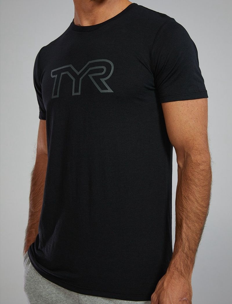 T-Shirt Tyr Ultrasoft Legere Tri Blend Tech Homme Noir | 84130726BLB