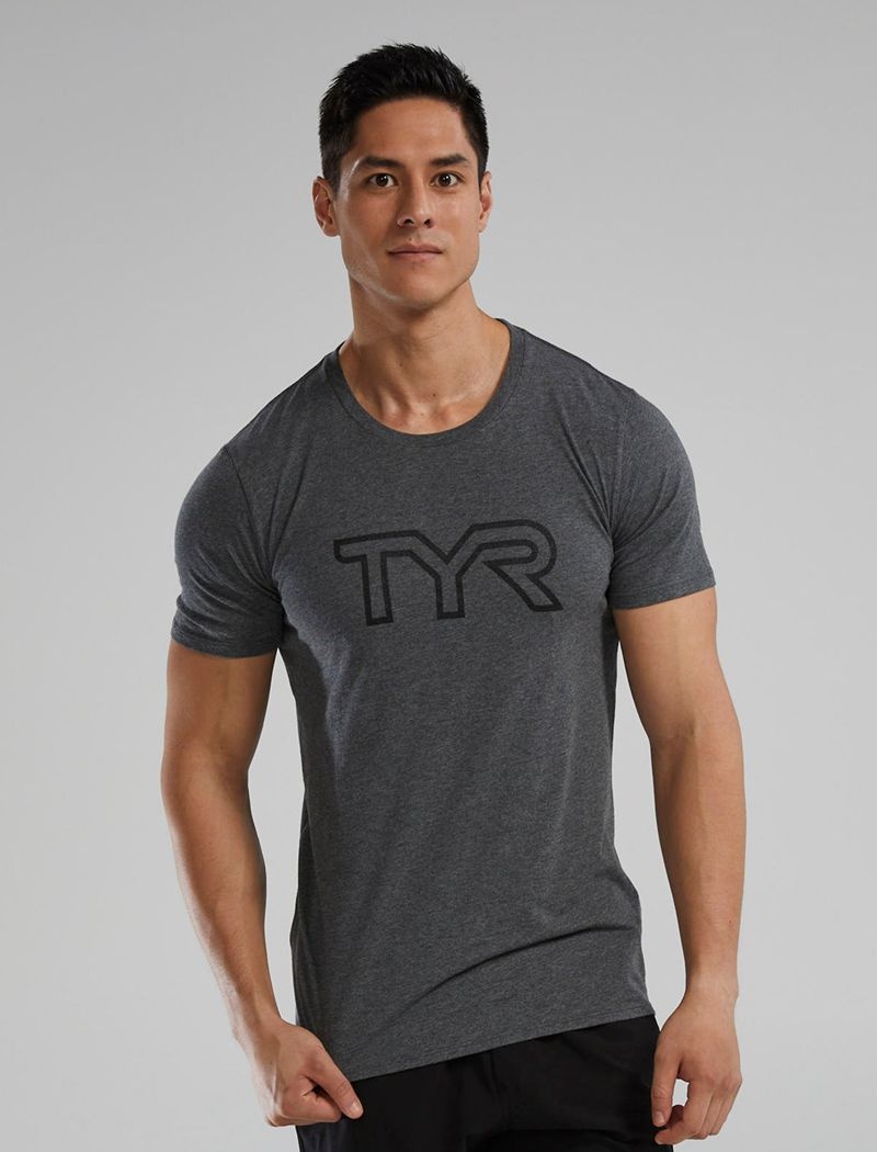 T-Shirt Tyr Ultrasoft Legere Tri Blend Tech Homme Grise Foncé | 46454392VWQ