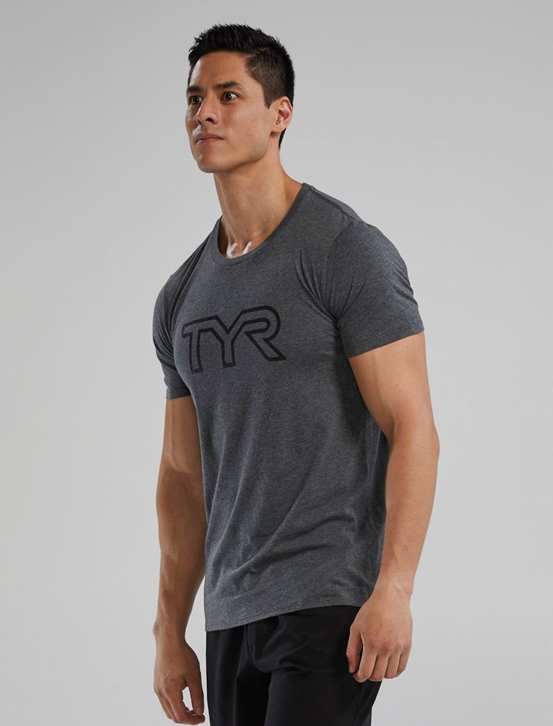 T-Shirt Tyr Ultrasoft Legere Tri Blend Tech Homme Grise Foncé | 46454392VWQ