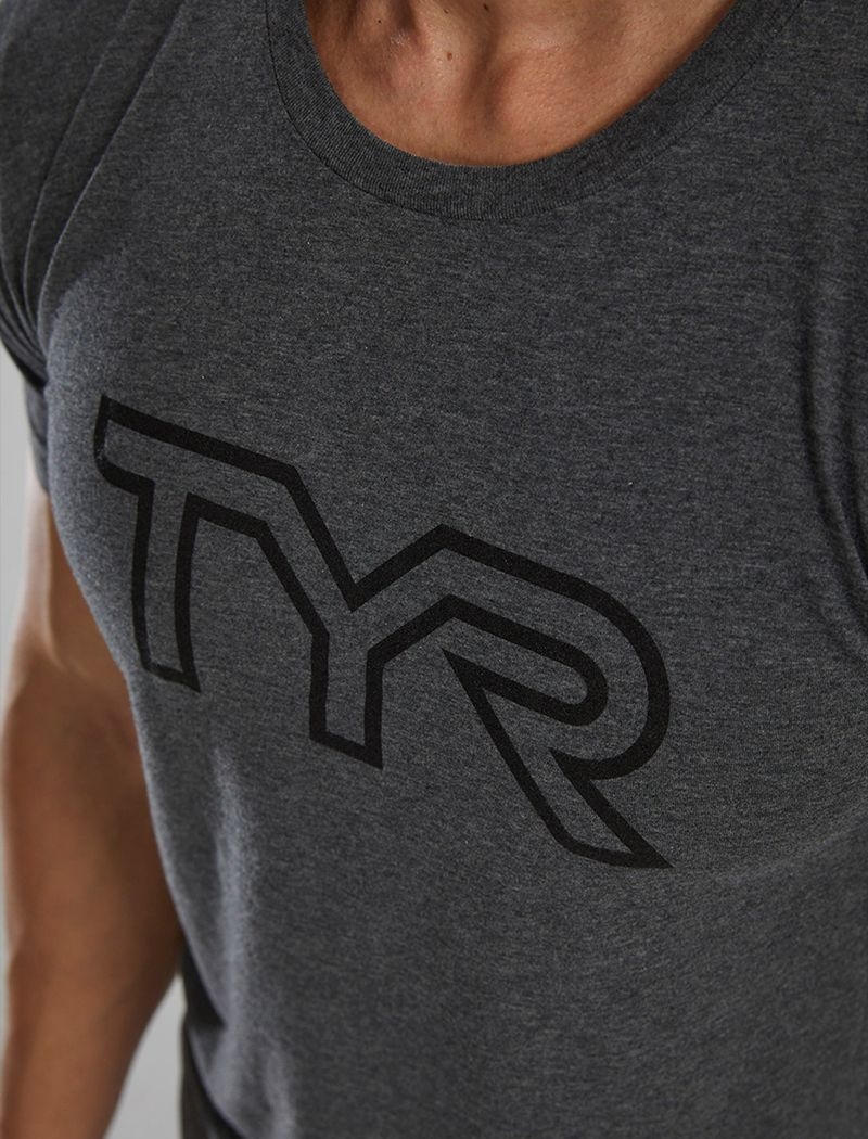 T-Shirt Tyr Ultrasoft Legere Tri Blend Tech Homme Grise Foncé | 46454392VWQ