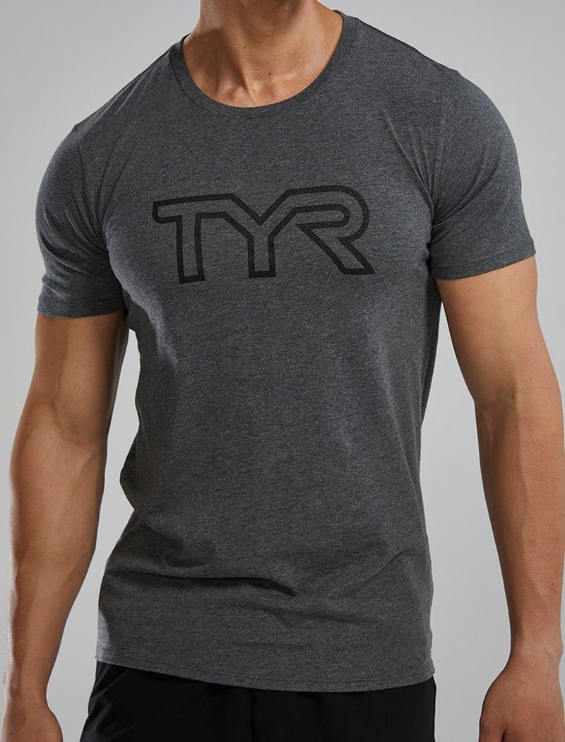 T-Shirt Tyr Ultrasoft Legere Tri Blend Tech Homme Grise Foncé | 46454392VWQ