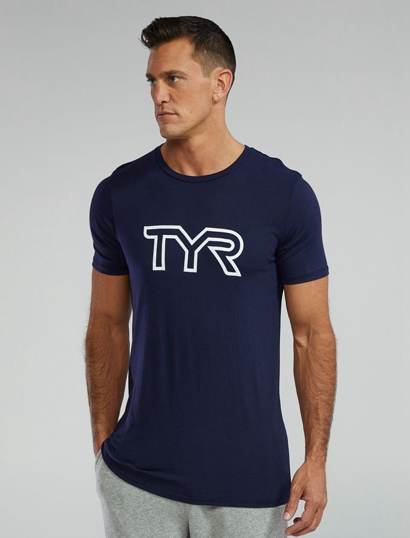 T-Shirt Tyr Ultrasoft Legere Tri Blend Tech Homme Bleu Marine | 95708397DTV