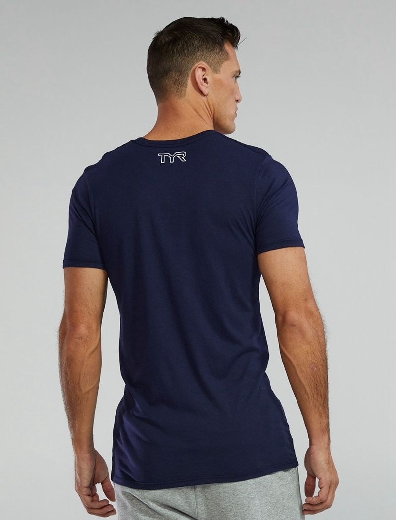 T-Shirt Tyr Ultrasoft Legere Tri Blend Tech Homme Bleu Marine | 95708397DTV