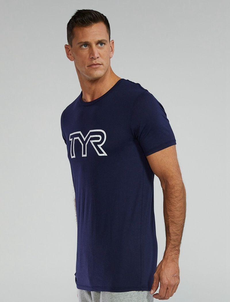 T-Shirt Tyr Ultrasoft Legere Tri Blend Tech Homme Bleu Marine | 95708397DTV