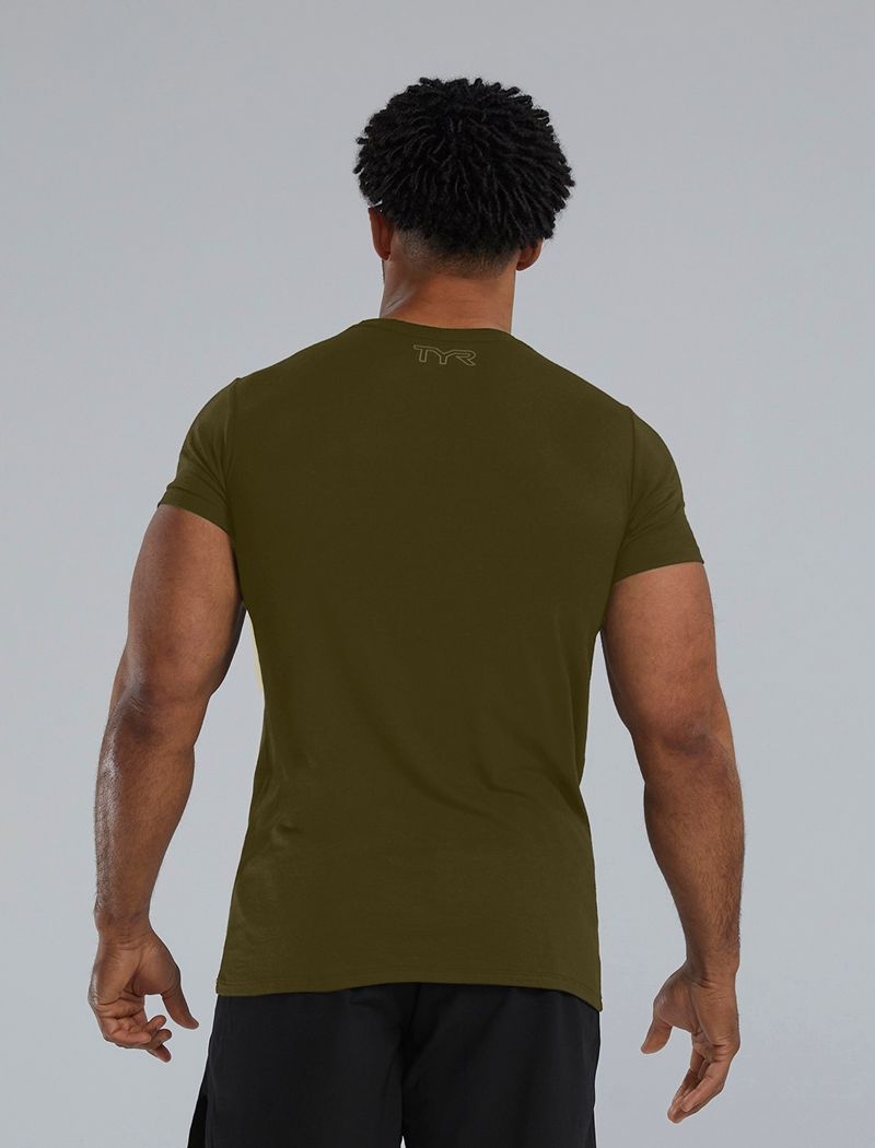 T-Shirt Tyr Ultrasoft Legere Tri Blend Tech Homme Vert Olive | 95357816OCB