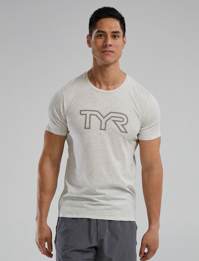 T-Shirt Tyr Ultrasoft Legere Tri Blend Tech Homme Grise | 54373000JYG