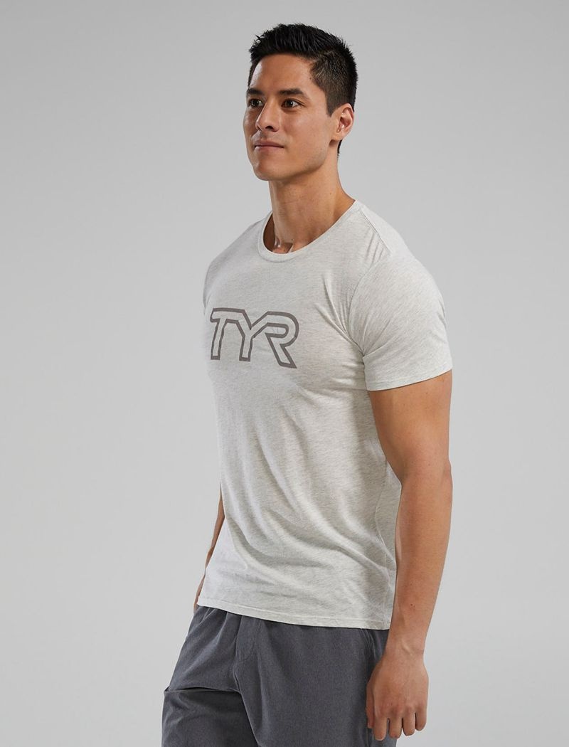 T-Shirt Tyr Ultrasoft Legere Tri Blend Tech Homme Grise | 54373000JYG