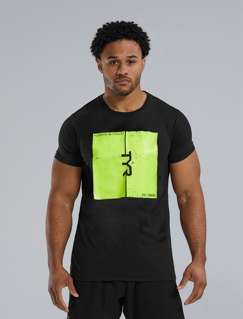 T-Shirt Tyr Ultrasoft? Corta Sleeve Graphique Homme Noir Vert | 87130187SOS