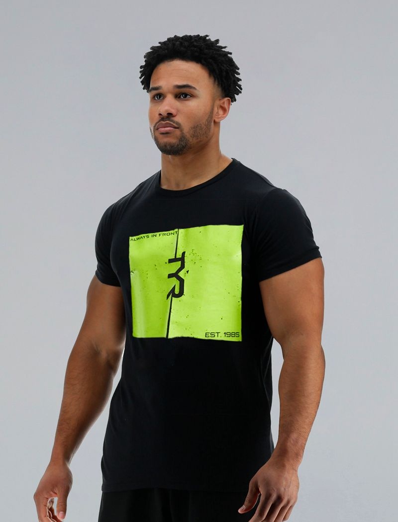 T-Shirt Tyr Ultrasoft? Corta Sleeve Graphique Homme Noir Vert | 87130187SOS