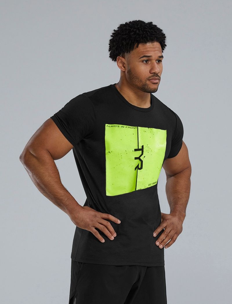 T-Shirt Tyr Ultrasoft? Corta Sleeve Graphique Homme Noir Vert | 87130187SOS