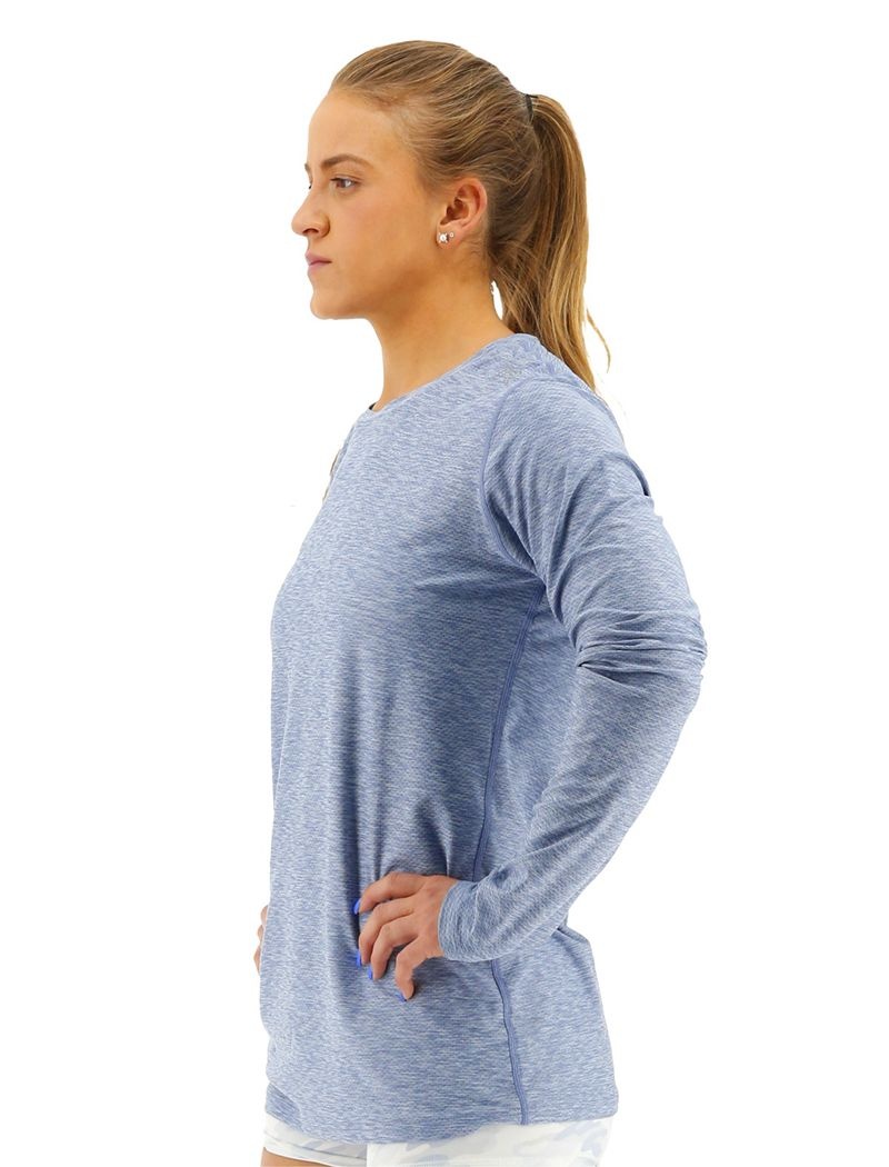 T-Shirt Tyr Airtec? Long Sleeve Femme Bleu | 12202371HUZ