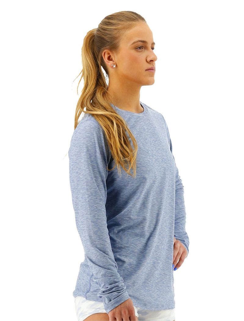 T-Shirt Tyr Airtec? Long Sleeve Femme Bleu | 12202371HUZ