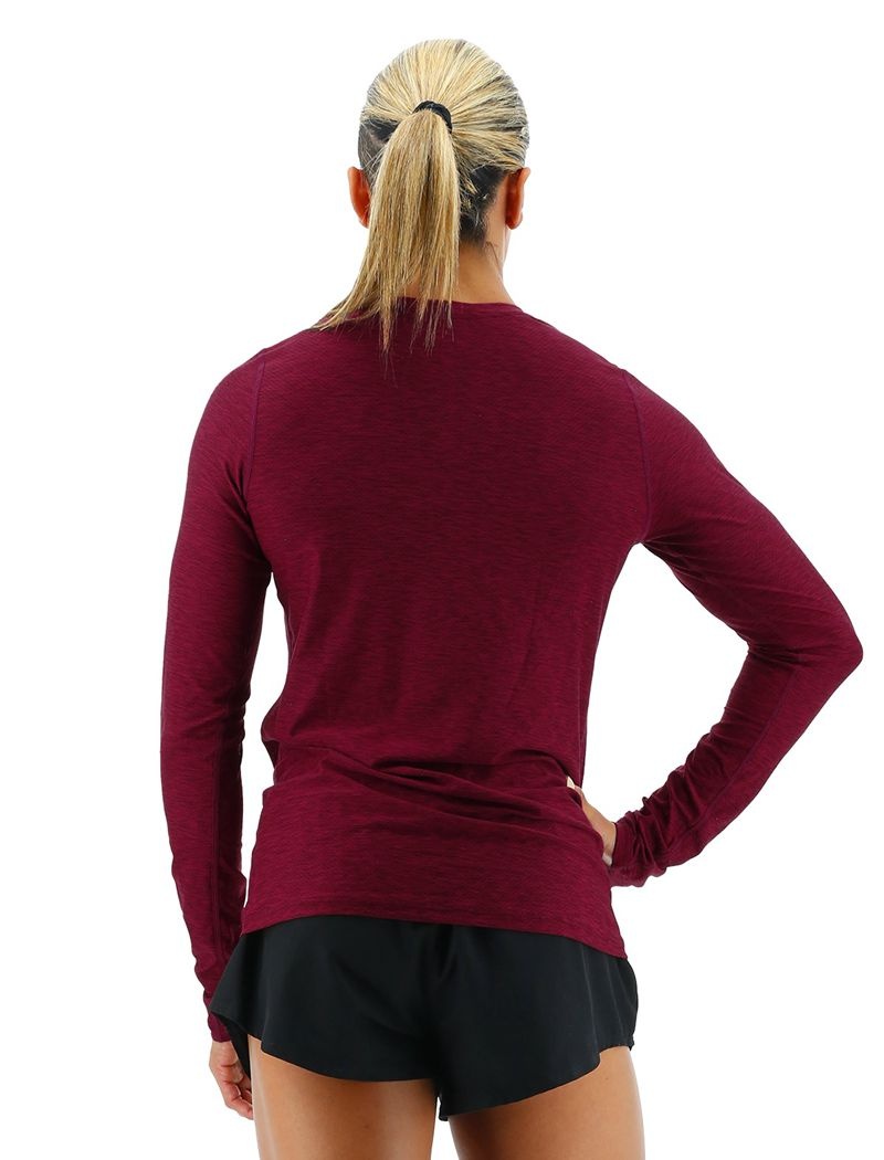 T-Shirt Tyr Airtec? Long Sleeve Femme Bordeaux | 40424217DPZ