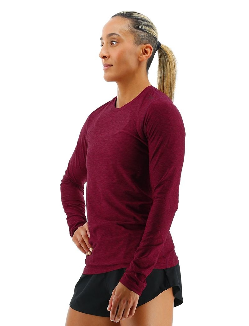 T-Shirt Tyr Airtec? Long Sleeve Femme Bordeaux | 40424217DPZ