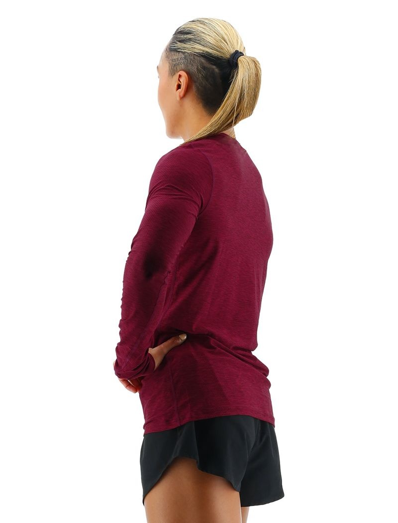 T-Shirt Tyr Airtec? Long Sleeve Femme Bordeaux | 40424217DPZ