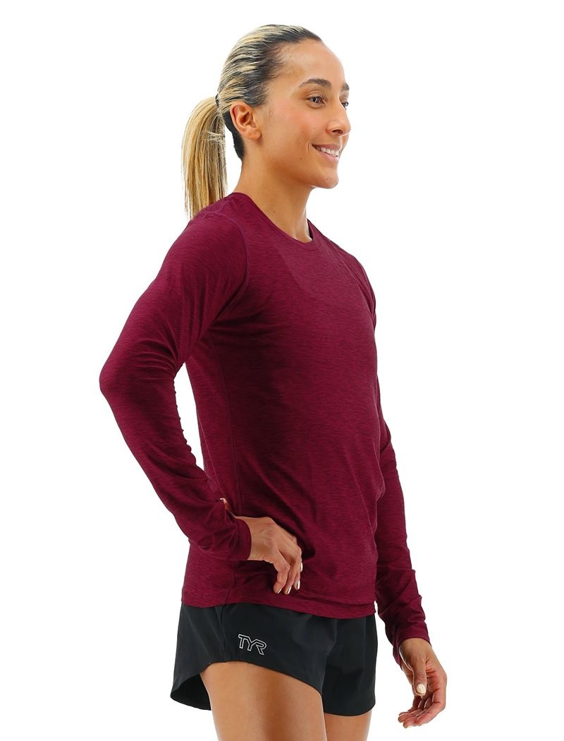 T-Shirt Tyr Airtec? Long Sleeve Femme Bordeaux | 40424217DPZ