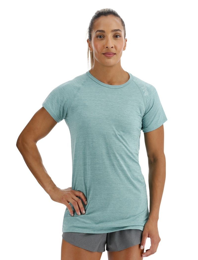 T-Shirt Tyr Climadry? Raglan Femme Turquoise Clair | 35525359ZOM