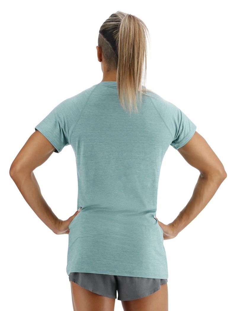 T-Shirt Tyr Climadry? Raglan Femme Turquoise Clair | 35525359ZOM