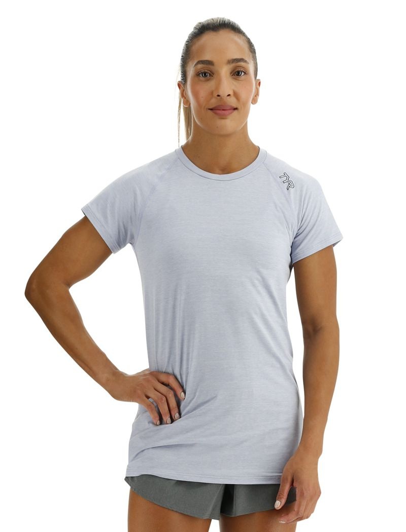 T-Shirt Tyr Climadry? Raglan Femme Grise Clair | 66869966MAH