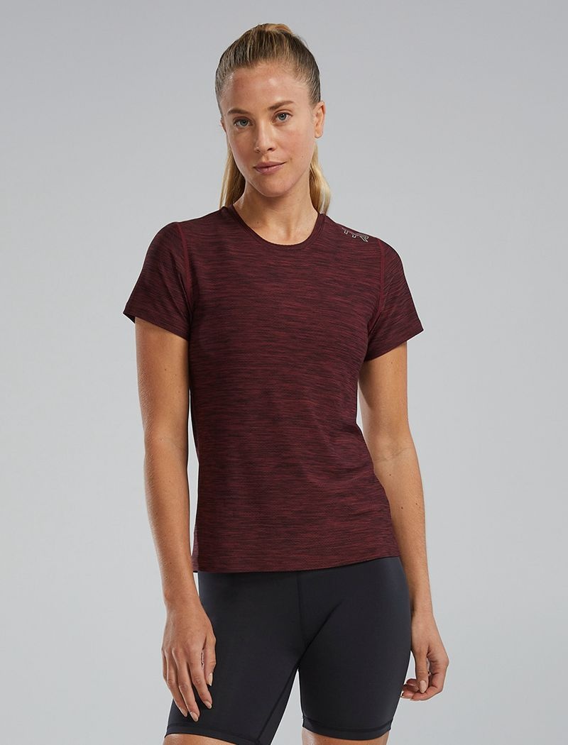 T-Shirt Tyr Airtec? Corta Sleeve Femme Bordeaux Foncé | 05393796NHX