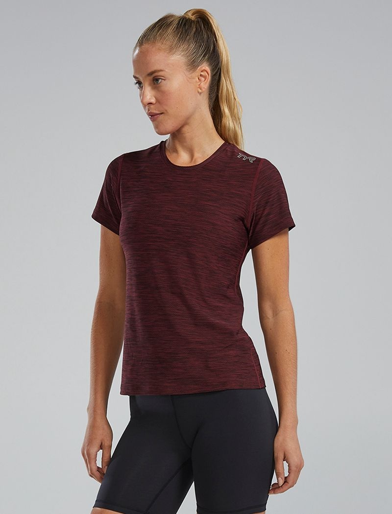 T-Shirt Tyr Airtec? Corta Sleeve Femme Bordeaux Foncé | 05393796NHX