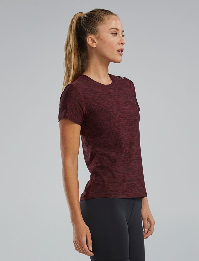 T-Shirt Tyr Airtec? Corta Sleeve Femme Bordeaux Foncé | 05393796NHX