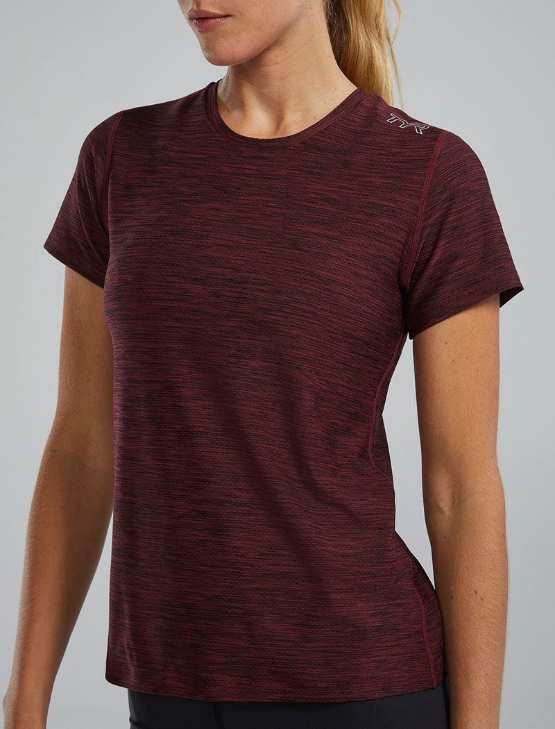 T-Shirt Tyr Airtec? Corta Sleeve Femme Bordeaux Foncé | 05393796NHX