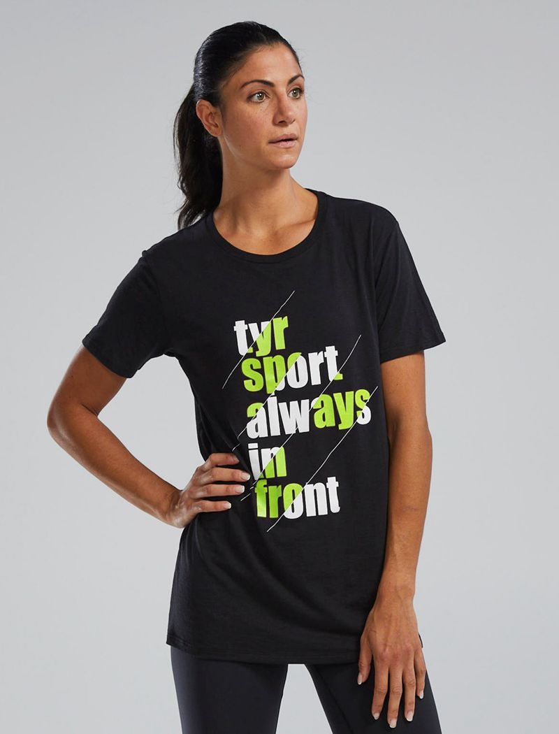 T-Shirt Tyr Ultrasoft? Corta Sleeve Graphique A.I.F. Femme Noir Vert Clair | 55978678QIQ