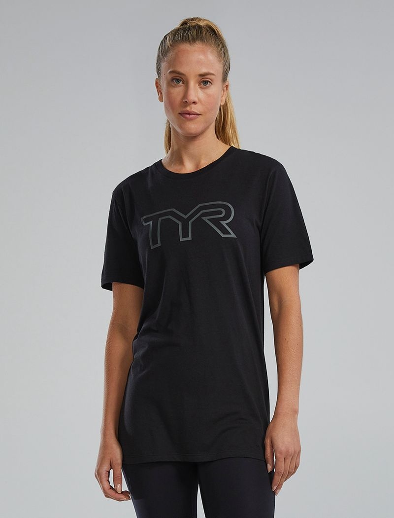 T-Shirt Tyr Ultrasoft Legere Tri Blend Tech Femme Noir | 95645873RYY