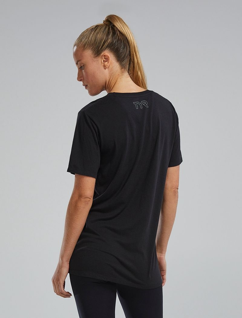 T-Shirt Tyr Ultrasoft Legere Tri Blend Tech Femme Noir | 95645873RYY