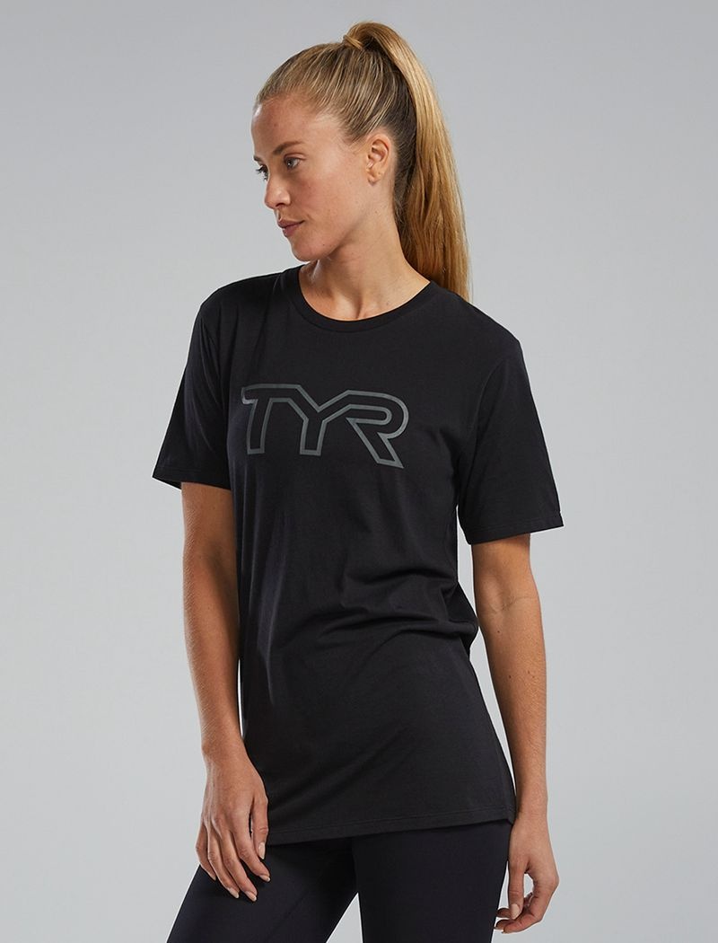 T-Shirt Tyr Ultrasoft Legere Tri Blend Tech Femme Noir | 95645873RYY