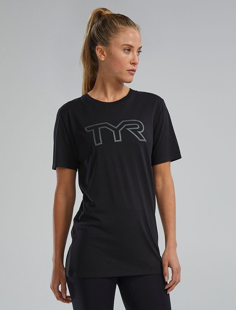 T-Shirt Tyr Ultrasoft Legere Tri Blend Tech Femme Noir | 95645873RYY