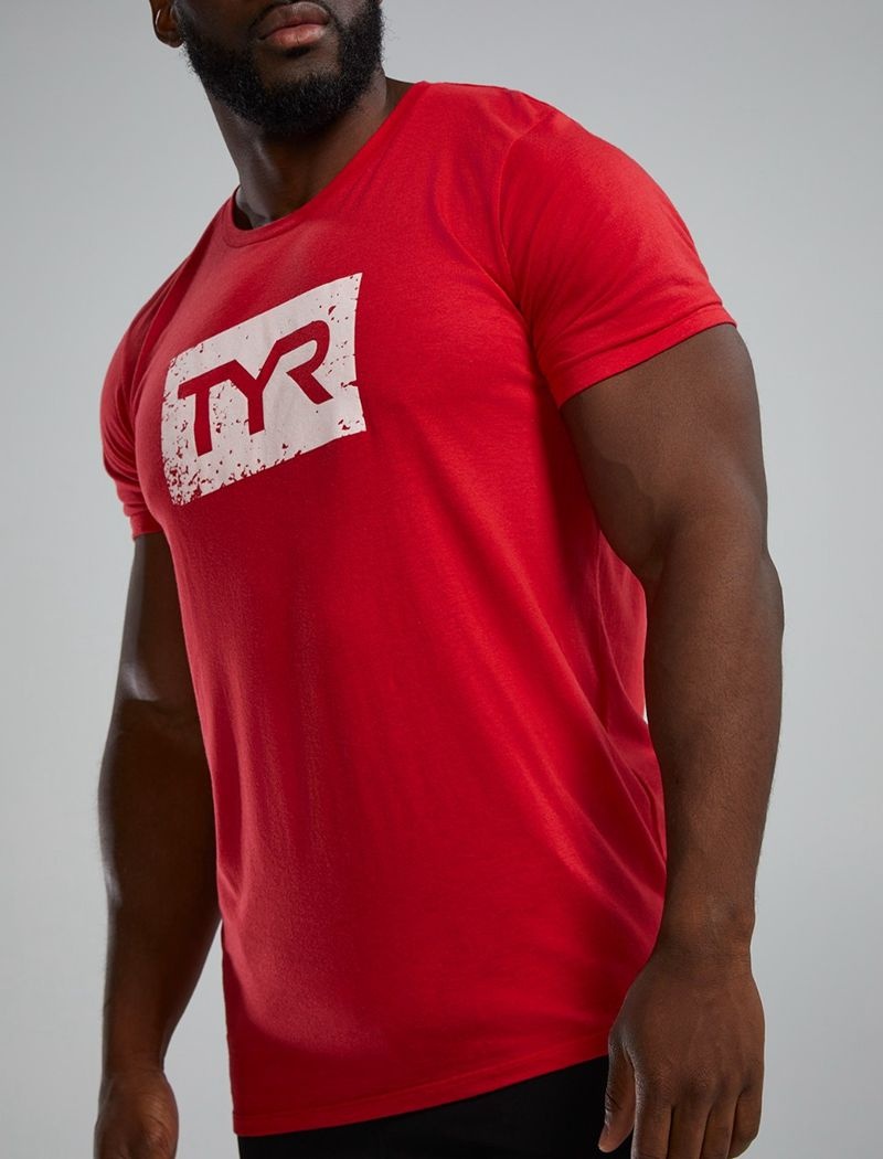 T-Shirt Tyr Ultrasoft? Corta Sleeve Graphique Distressed Homme Rouge | 41666691VYF