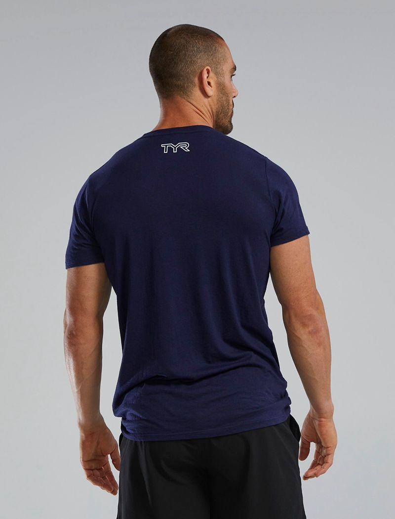 T-Shirt Tyr Ultrasoft? Corta Sleeve Graphique Distressed Always In Front Homme Bleu Marine | 04760805FIO