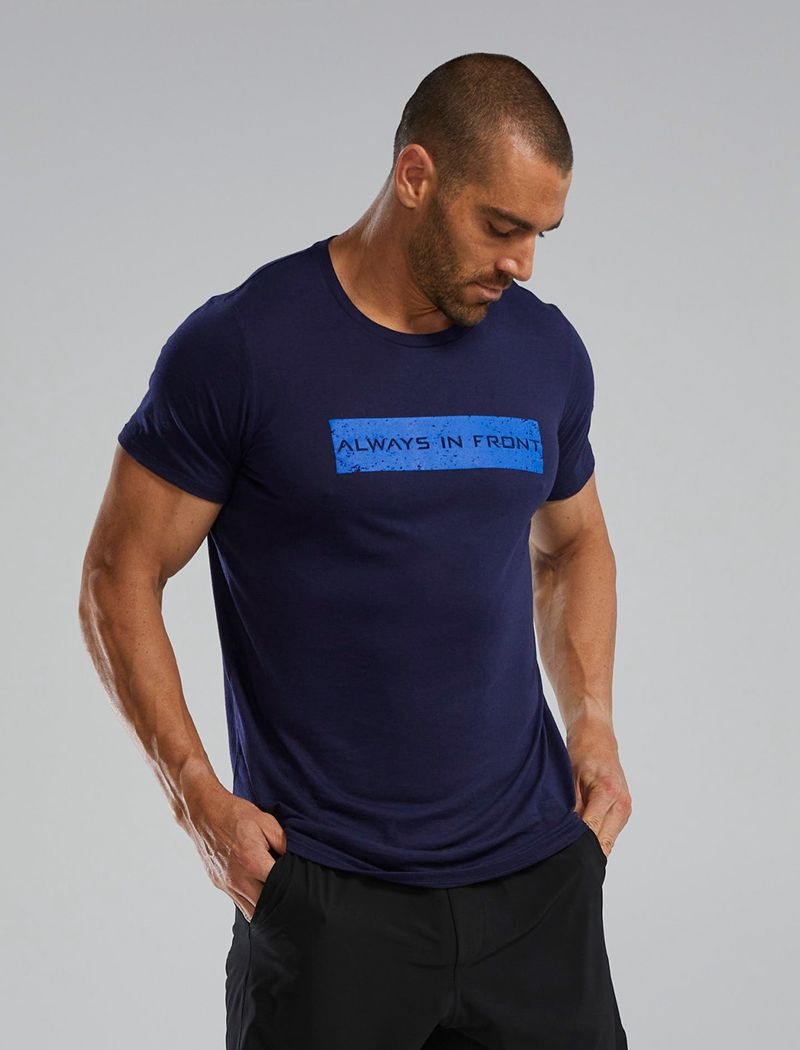 T-Shirt Tyr Ultrasoft? Corta Sleeve Graphique Distressed Always In Front Homme Bleu Marine | 04760805FIO