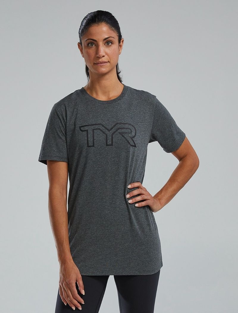 T-Shirt Tyr Ultrasoft Legere Tri Blend Tech Femme Grise Foncé | 45914316TCO