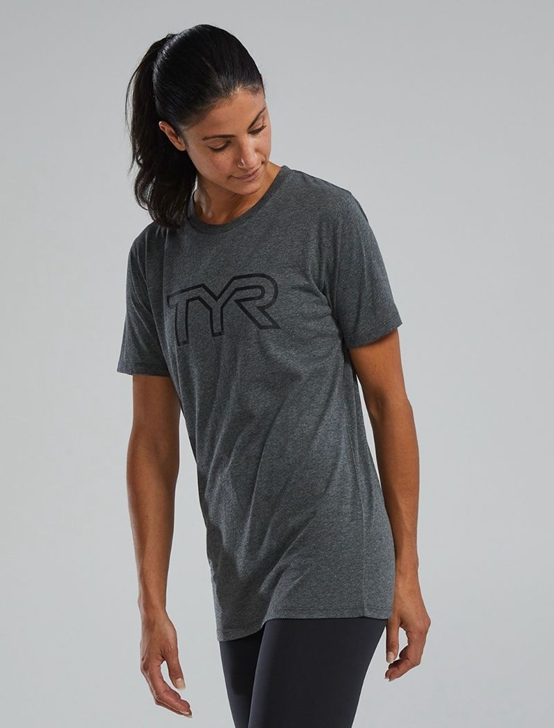 T-Shirt Tyr Ultrasoft Legere Tri Blend Tech Femme Grise Foncé | 45914316TCO