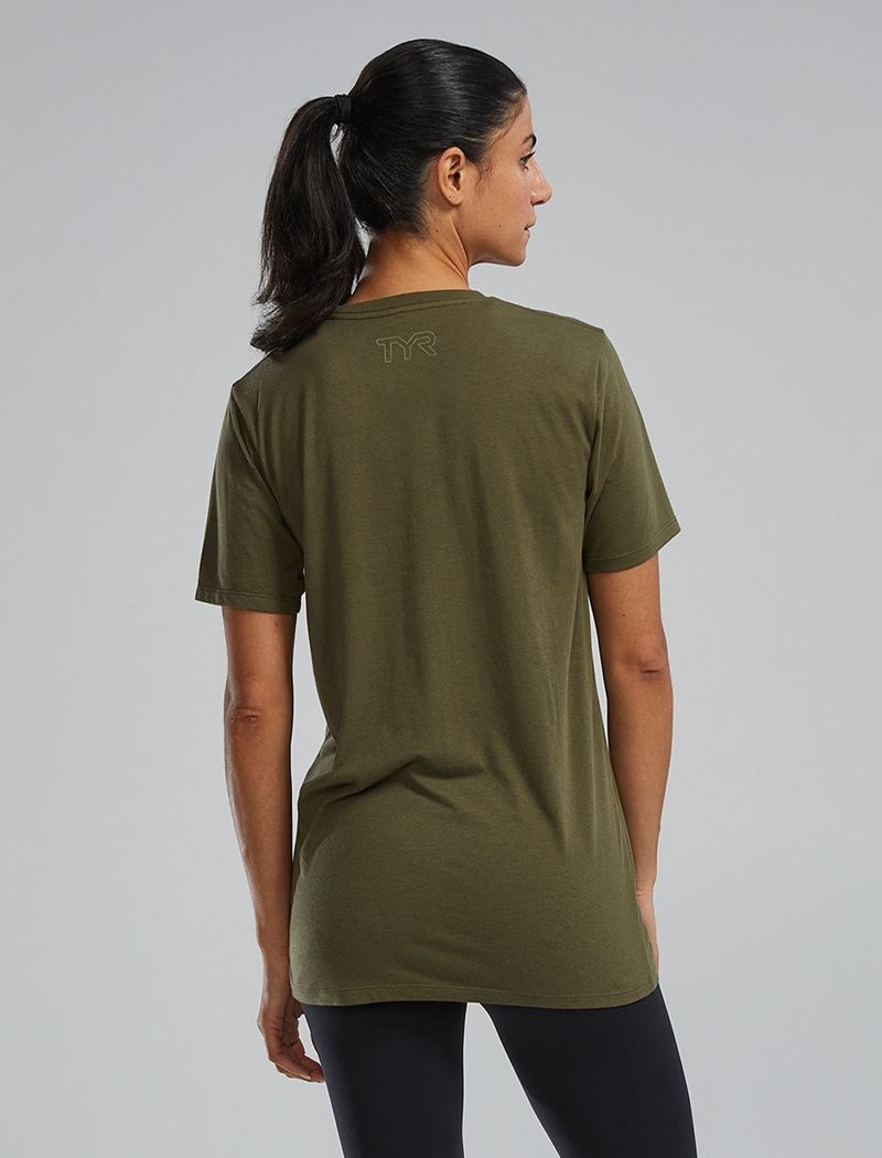 T-Shirt Tyr Ultrasoft Legere Tri Blend Tech Femme Vert Olive | 11203097LWG