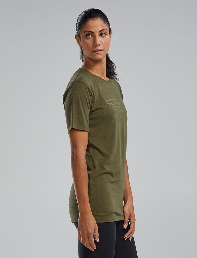 T-Shirt Tyr Ultrasoft Legere Tri Blend Tech Femme Vert Olive | 11203097LWG