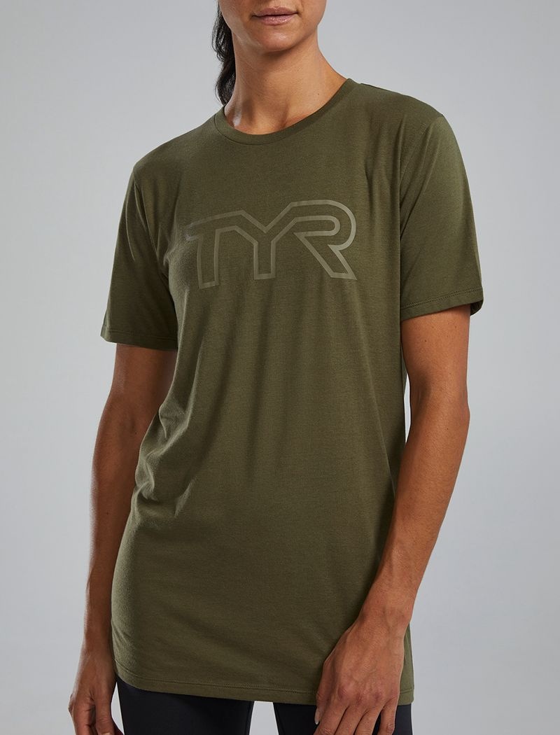 T-Shirt Tyr Ultrasoft Legere Tri Blend Tech Femme Vert Olive | 11203097LWG