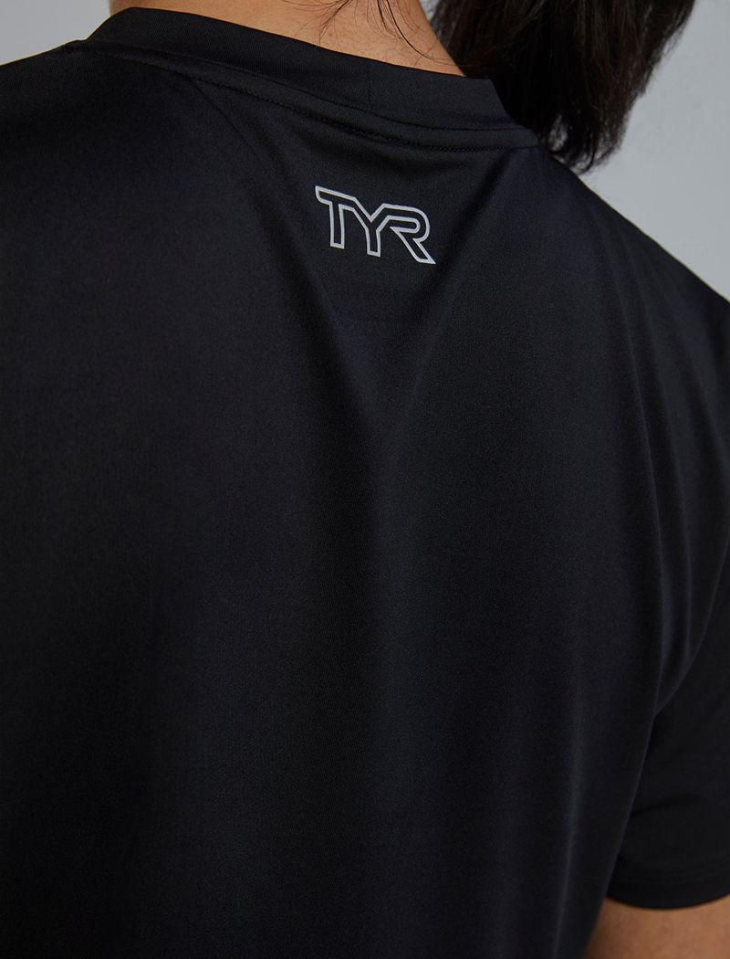 T-Shirt Tyr Climadry? Cropped Tech Femme Noir | 63080833DTP