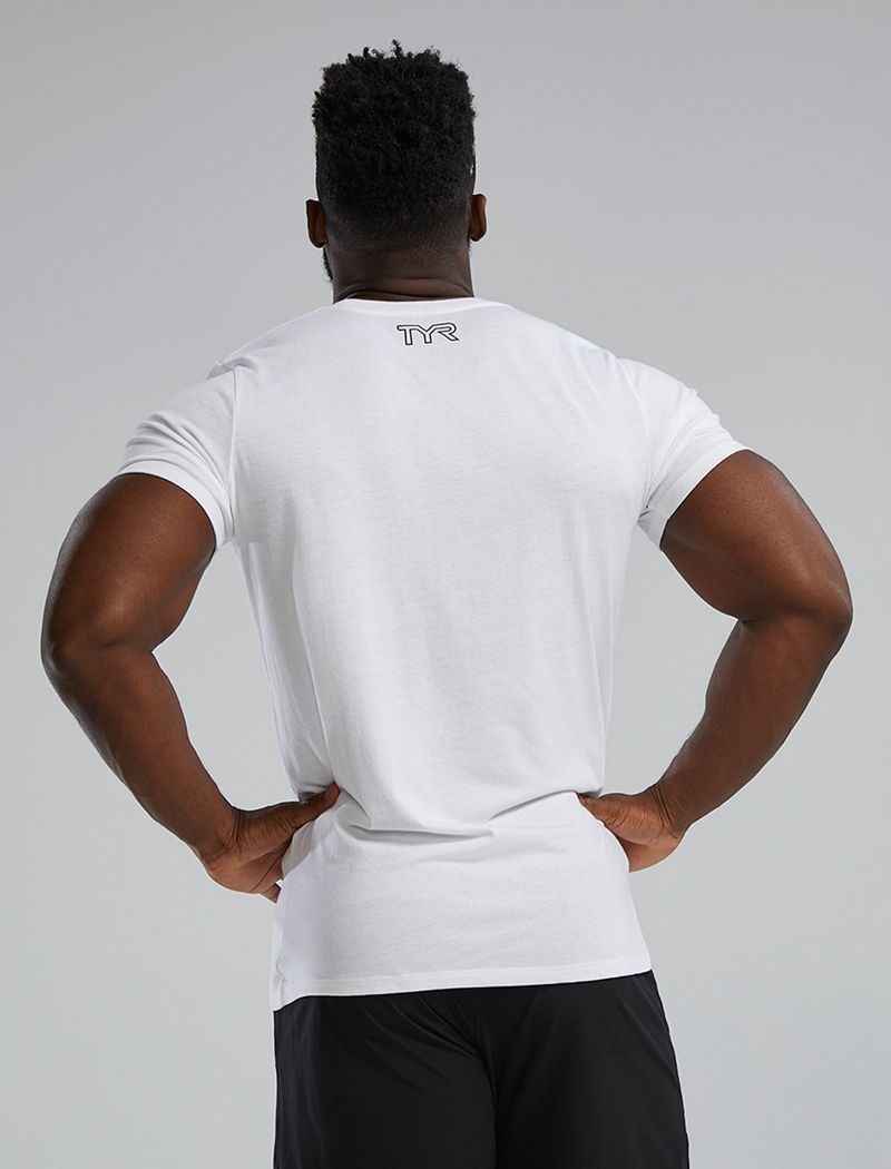 T-Shirt Tyr Ultrasoft? Corta Sleeve Graphique Distressed Always In Front Homme Blanche Noir | 61988312HKH