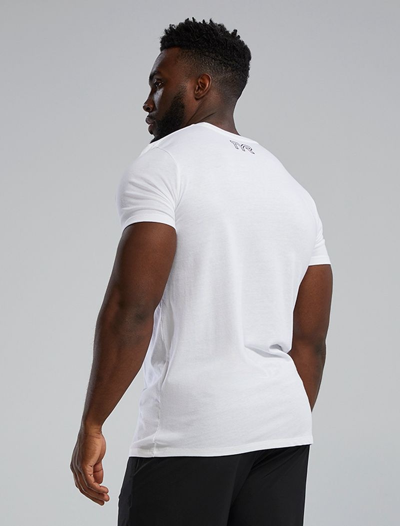 T-Shirt Tyr Ultrasoft? Corta Sleeve Graphique Distressed Always In Front Homme Blanche Noir | 61988312HKH