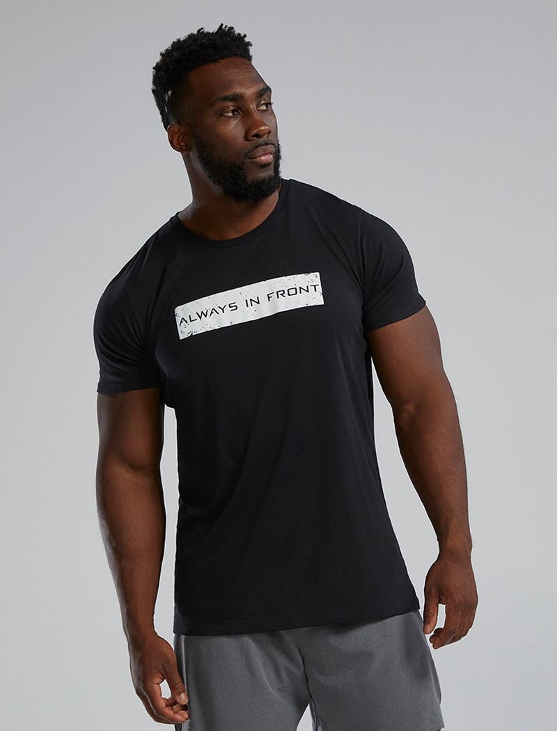 T-Shirt Tyr Ultrasoft? Corta Sleeve Graphique Distressed Always In Front Homme Noir Blanche | 85141715NJZ