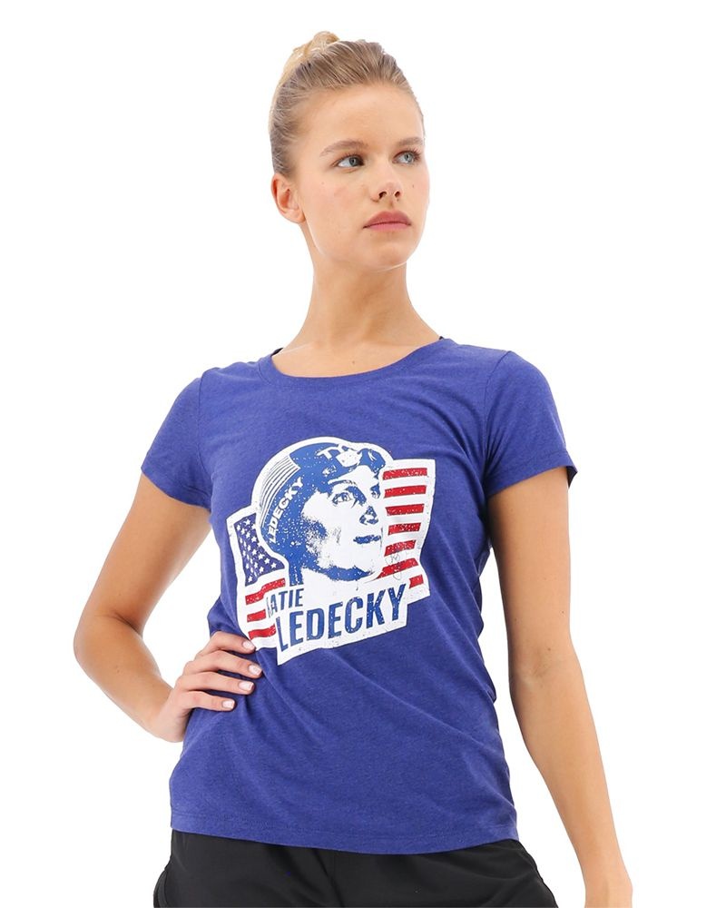 T-Shirt Tyr Graphique - Katie Ledecky Femme Bleu Marine | 71371618NSF