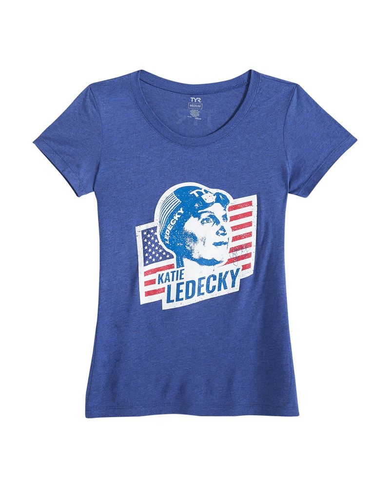 T-Shirt Tyr Graphique - Katie Ledecky Femme Bleu Marine | 71371618NSF