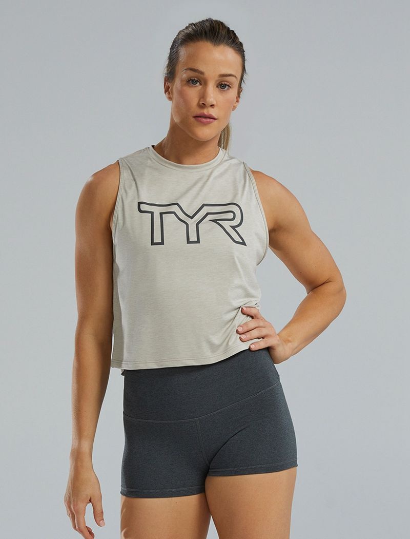 Debardeur Tyr Climadry? Cropped Tech Femme Taupe | 08058538UGY